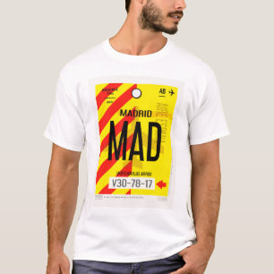 T-Shirt mit Gepäckposter für den Flughafen Madrid