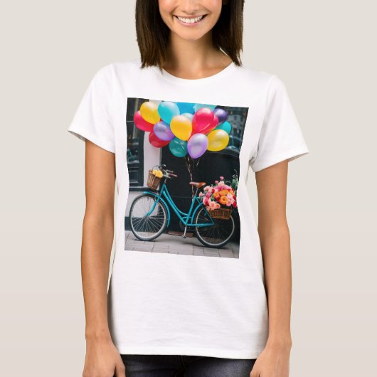 T - Shirt mit Gestaltbykeln und Ballons (Vorderseite)