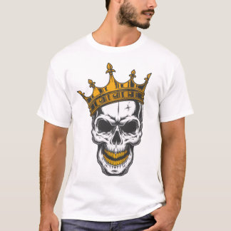 T-Shirt mit goldenem Kronenschädel-Grafik