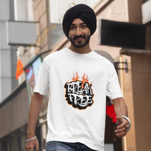 T-Shirt mit Graffiti-Flamme 'Break Free'
