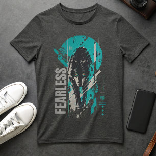 T-Shirt mit Grafik eines furchtlosen Wolfes Stre