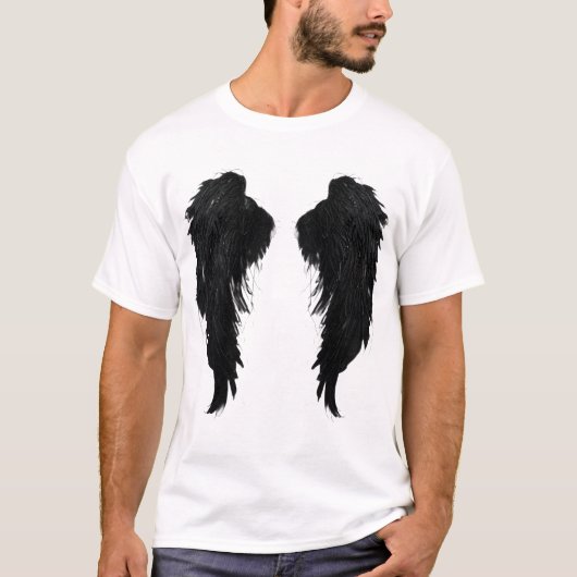 T-Shirt mit Grafik von dunklen Engelsflügeln (Vorderseite)