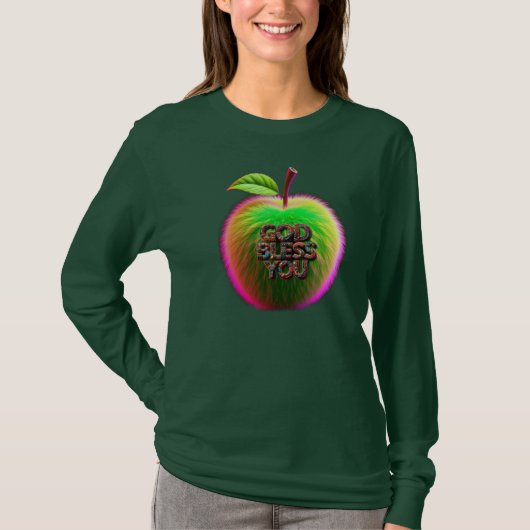 T-Shirt mit grünem Apfeldruck (Vorderseite)