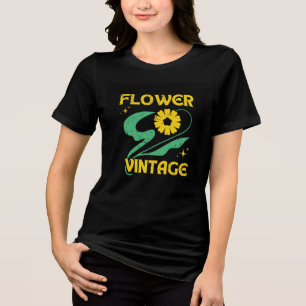 T-Shirt mit halben Ärmeln und Blumen im Vintage-De Tri-Blend Shirt