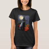 T - Shirt mit Halloweenkatze und -kürbisen (Vorderseite)