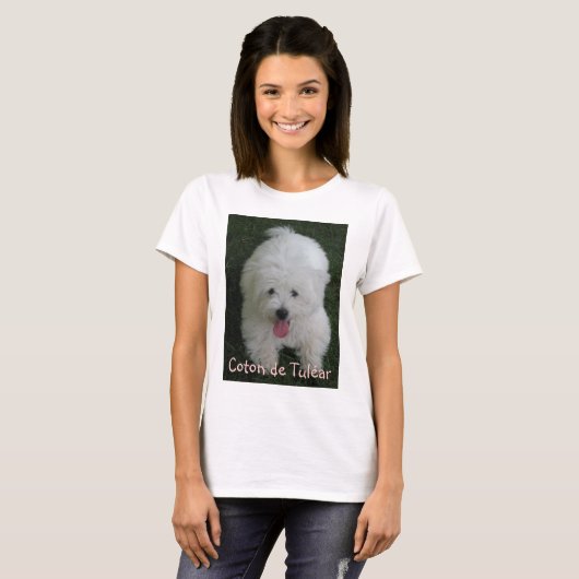 T - Shirt mit HundeFoto, Baumwolle de Tulear (Vorne ganz)
