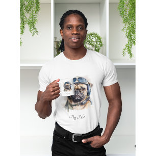 T-Shirt mit individuellem Namen Pug Pilot Vintage-