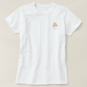 T-Shirt mit kleinem minimalem orangefarbenem Schme