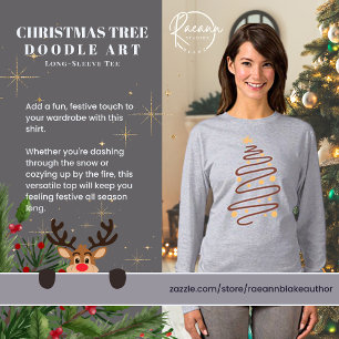 T-Shirt mit Langarm und Weihnachtsbaum-Gekritzel-M