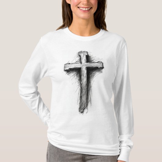 T-Shirt mit langem Arm und mutigem christlichen Kr (Vorderseite)