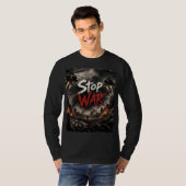 T-Shirt mit langen Ärmeln Stop-Krieg-Design (Vorne ganz)