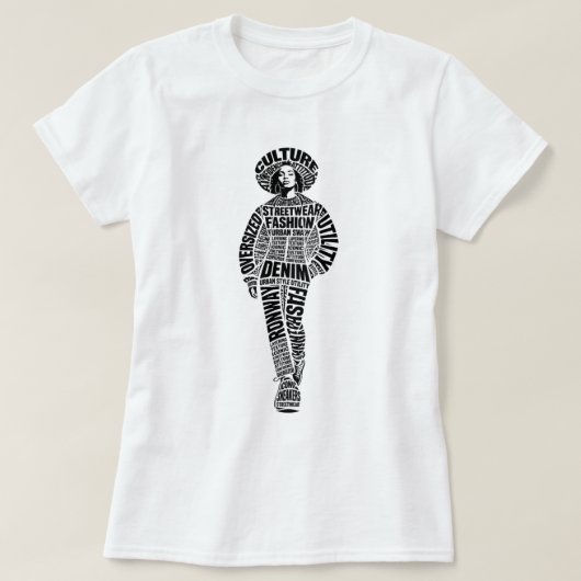 T-Shirt mit Laufstegmode-Modell (Design vorne)