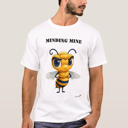 T-Shirt mit lustiger Biene 'Minding Mine' (Vorderseite)