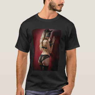 T-Shirt mit Mädchen darauf - Mädchen in Katzenmask