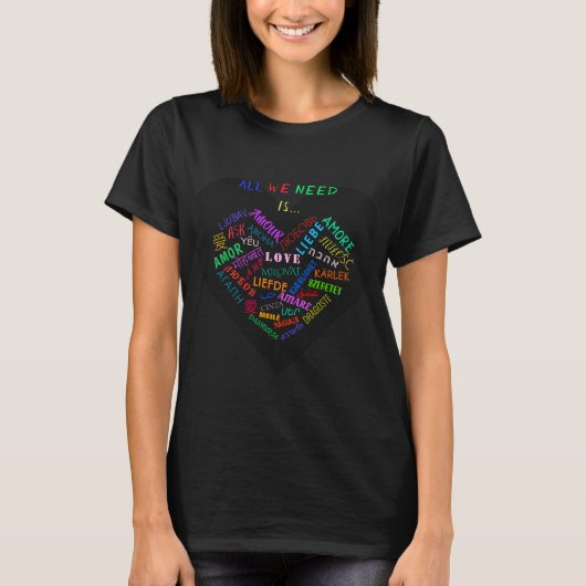 T - Shirt mit Multi Language Liebe Word Text (Vorderseite)