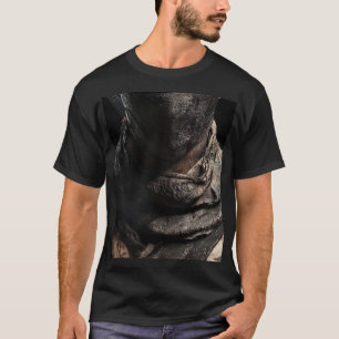T-Shirt mit Nahaufnahme-Grafik von dunklem Nashorn