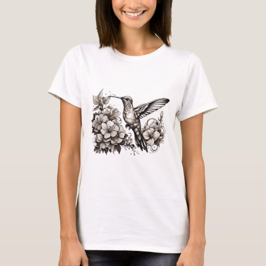 T - Shirt mit niedlicher Kolibri-Design (Vorderseite)