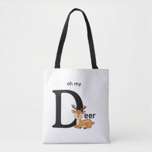 T-Shirt mit 'Oh mein Reh'-Worten und Bild Tasche