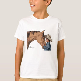 T-shirt mit Pferd und Jungen-Motiv