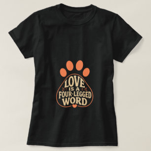 T-Shirt mit Pfotenabdruck-Typografie für Hundebesi