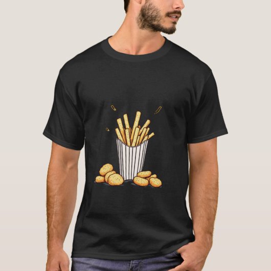 T - Shirt mit Pommes frites und Nuggets (Vorderseite)