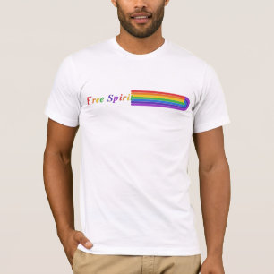 T-Shirt mit Regenbogen-Retro-Streifen-Grafik 'Free