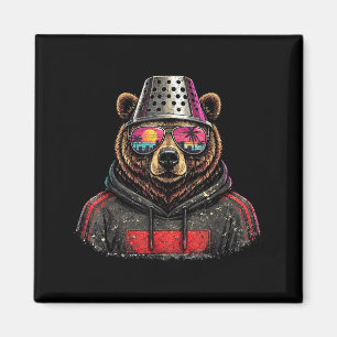 T-Shirt mit Retro-Bär-Käse-Reibe-Hut Magnet