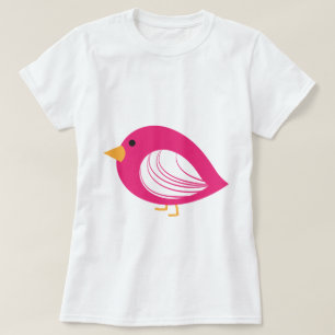 T-Shirt mit rosa farbenfrohen, skurrilen Vögeln