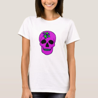 T- Shirt mit rosa Schädel und Blume