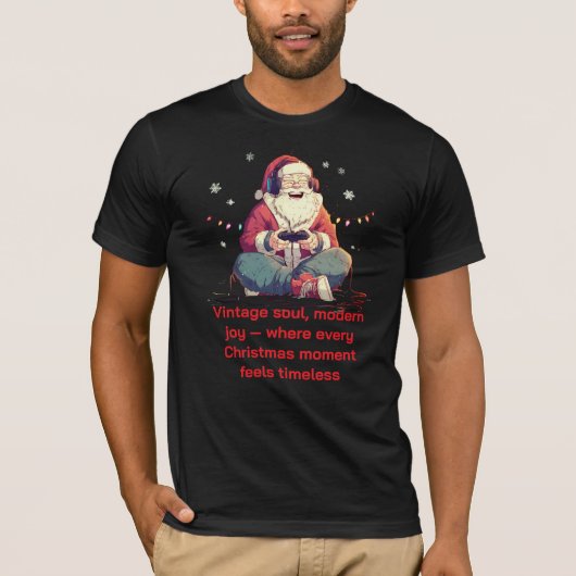 T-Shirt mit Santa beim Videospielen (Vorderseite)