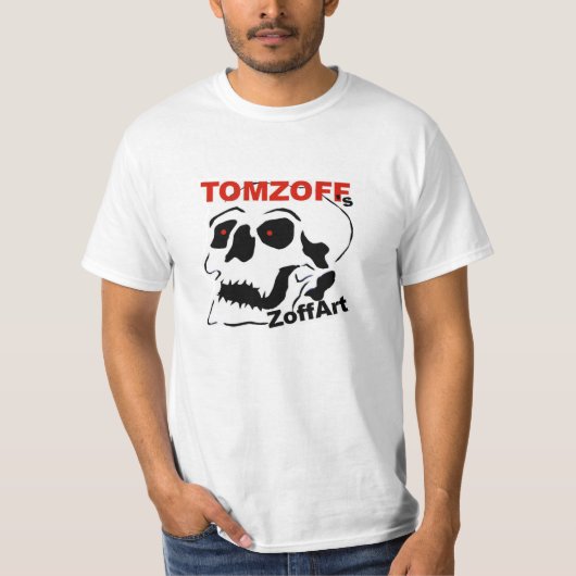 T-Shirt mit Schädel plus Text: "TOMZOFF's ZoffArt" (Vorderseite)