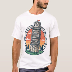 T-Shirt mit Schrägem Turm von Pisa