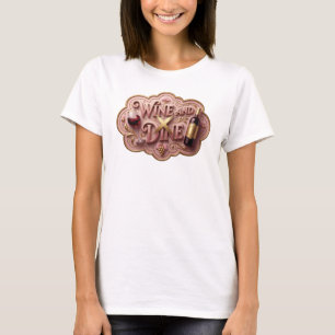 T-Shirt mit Slogan Playful Gold WINE AND DINE