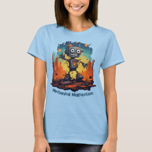 T-Shirt mit süßem Roboter bei mechanischer Fehlfun