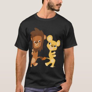T-Shirt mit tanzendem Cartoon-Löwen und Löwin