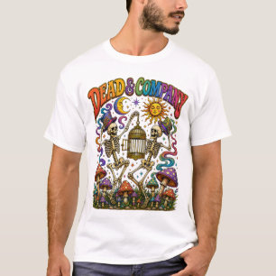 T-Shirt mit tanzendem Skelett und Pilzen von Dead