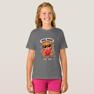 T-Shirt mit Teddybär im Umarmungsmodus für Mädchen