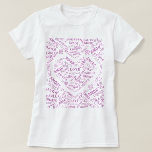 T - Shirt mit Text Mehrsprachige Liebe Word Herz (Design vorne)
