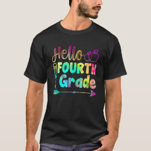 T-Shirt mit Tie-Dye-Muster Hallo Vierte 4. Klasse
