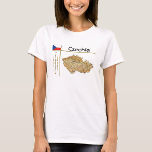 T-Shirt mit Tschechien-Karte + Flagge + Titel