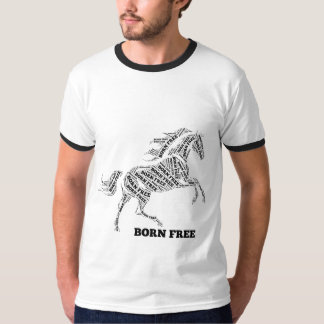 T-Shirt mit Typografie eines wilden Pferdes 'Born