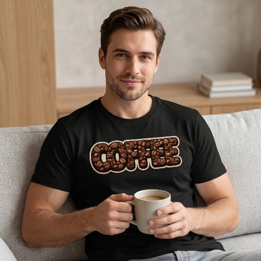 T-Shirt mit Typografie von gerösteten Kaffeebohnen