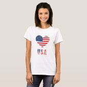 T - Shirt mit USA Flag Herzdesign (Vorne ganz)
