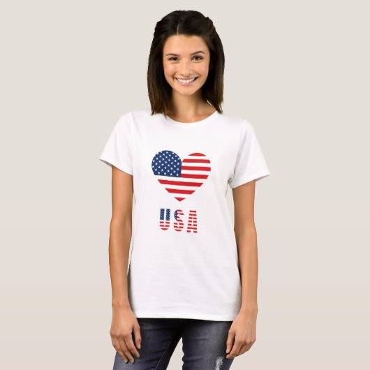 T - Shirt mit USA Flag Herzdesign (Vorne ganz)
