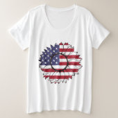 T - Shirt mit USA kennzeichnen Sonnenblume, 4. von (Design vorne)