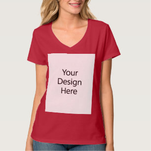 T-Shirt mit V-Ausschnitt für Damen in Tiefrot