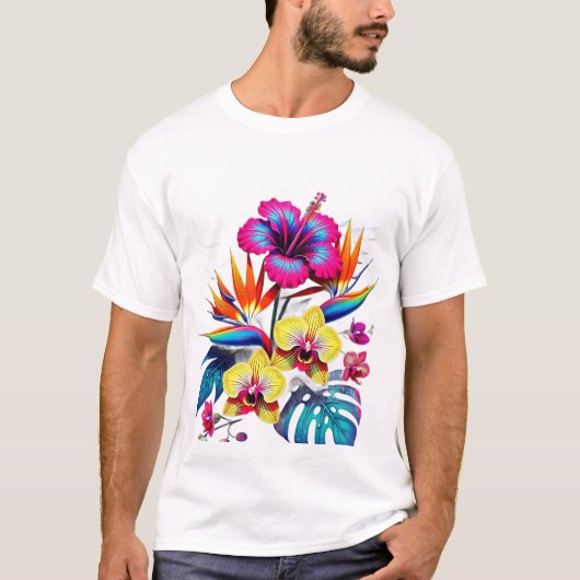 T-Shirt mit Vintage-Botanik-All-Over-Muster (Vorderseite)