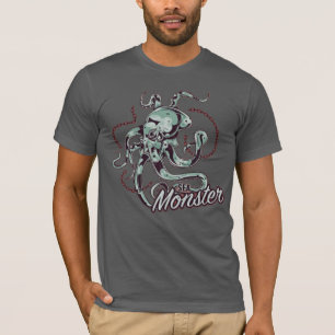 T-Shirt mit Vintage-Oktopus-Grafik und Seeungeheue