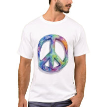T-Shirt mit Wasserfarben-Friedenszeichen