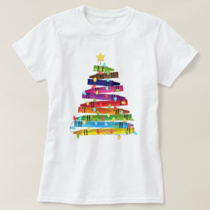 T-Shirt mit Weihnachtsbaum-Motiv aus Jersey mit ku